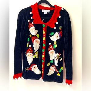 THAT SWEATER Vintage chenille Santa sweater size large, EUC